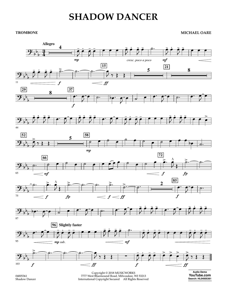 Shadow Dancer - Trombone Shadow Dancer - Trombone Concert Band scores gallery preview page 1