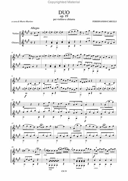 Duo Op. 19 for Violin and Guitar