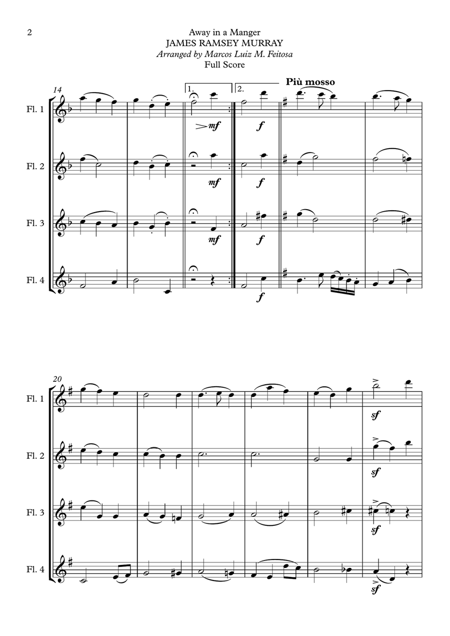 Away in a Manger - Flute Quartet Flute Quartet scores gallery preview page 4