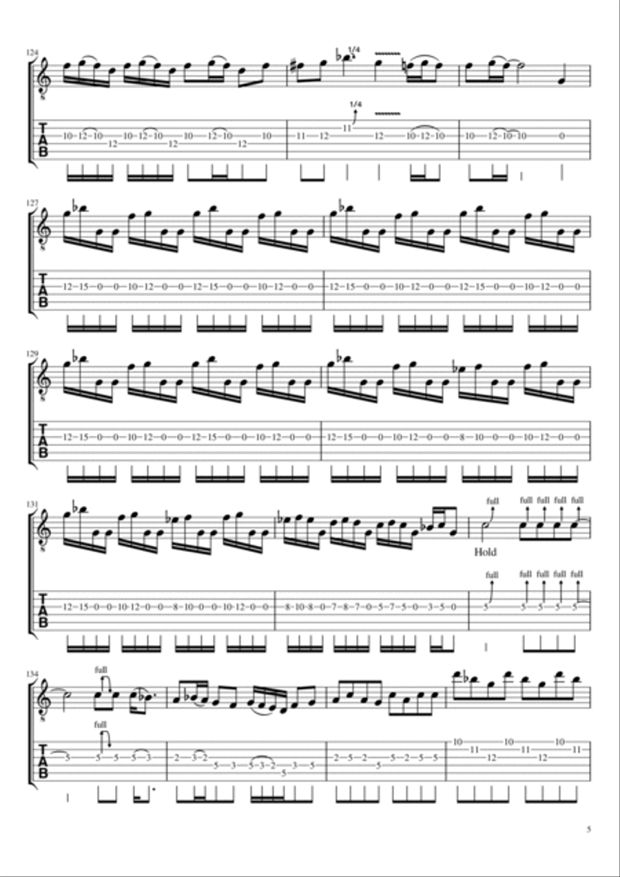 Burn Burn Guitar Tablature scores gallery preview page 5