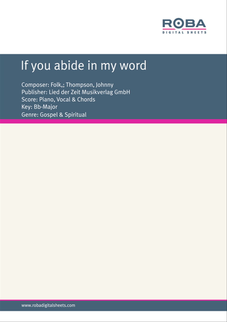 If you abide in my word Voice scores gallery preview page 1