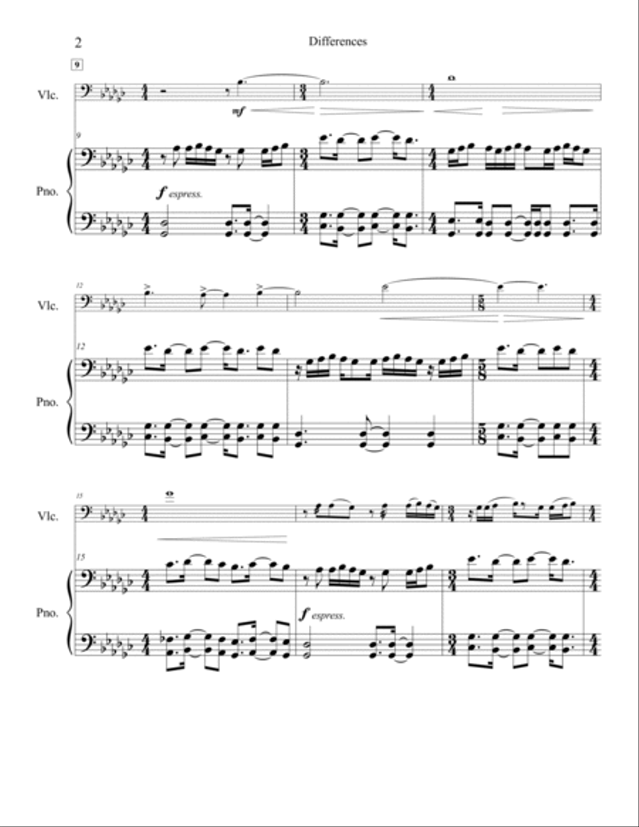 Differences Cello Solo scores gallery preview page 2