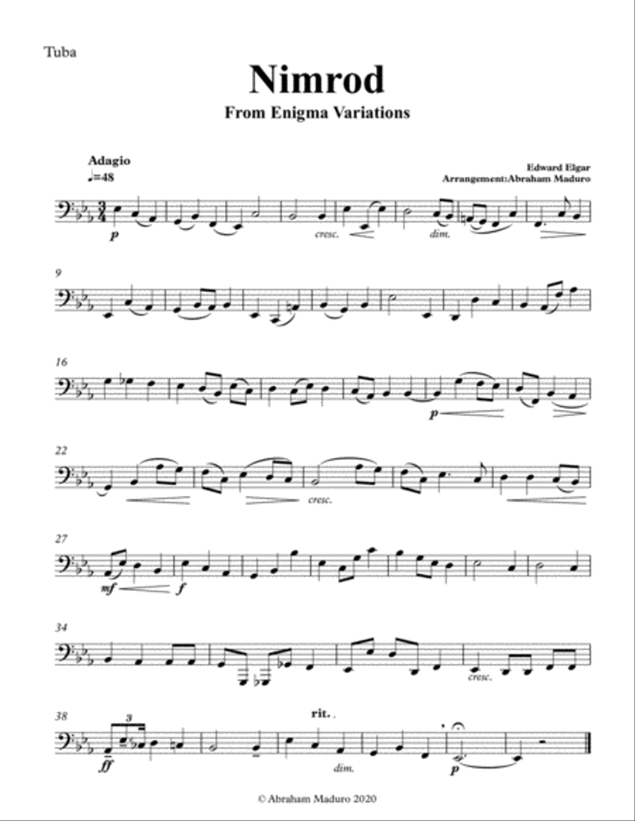 Nimrod French Horn and Tuba Duet-Two Tonalities Included Brass Duet scores gallery preview page 6