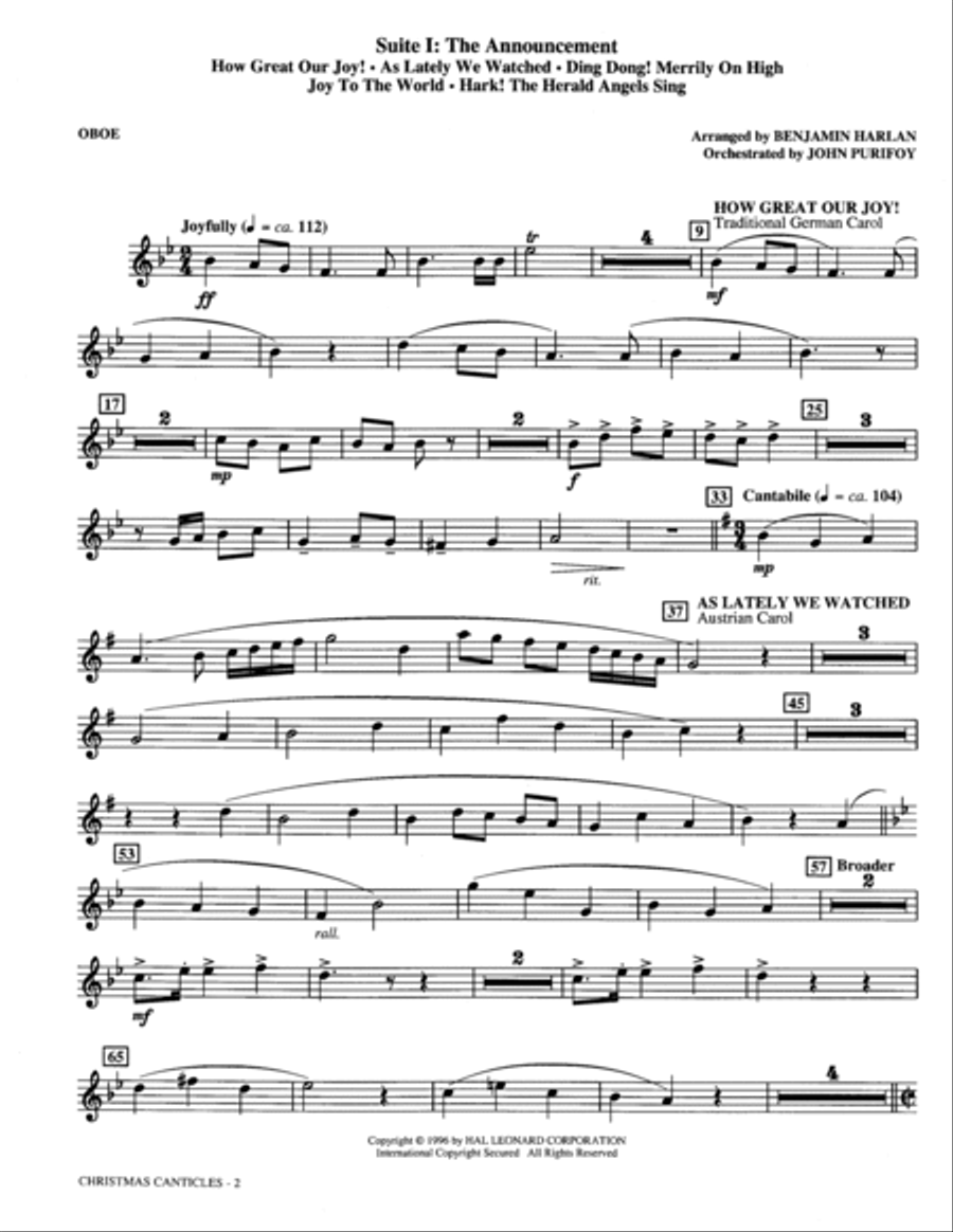 Christmas Canticles: A Cantata of Carols in Four Suites (Full Orchestra) - Oboe Choir scores gallery preview page 2