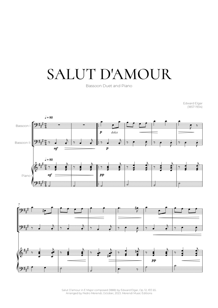 Salut D’amour (Bassoon Duet and Piano) - Edward Elgar Woodwind Duet scores gallery preview page 1