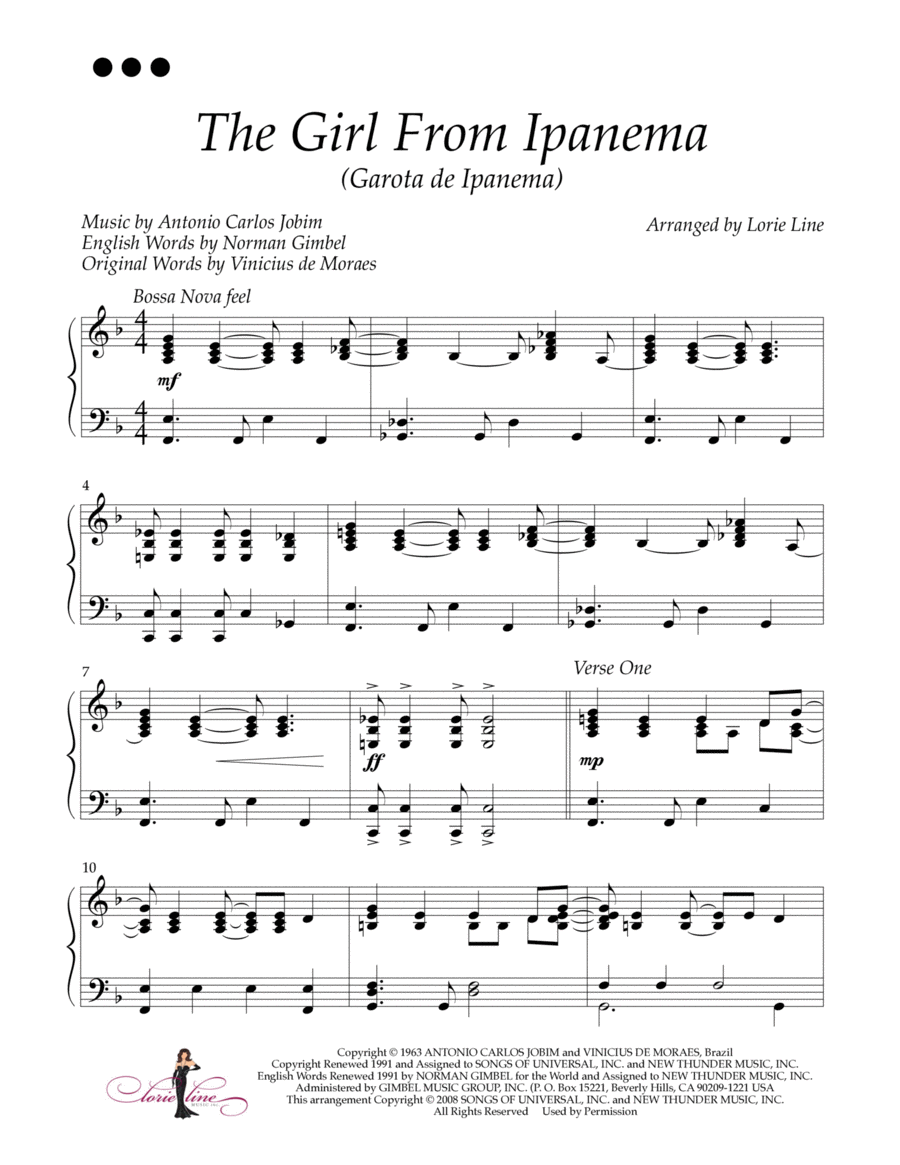 The Girl From Ipanema (garôta De Ipanema) Piano Solo scores gallery preview page 1