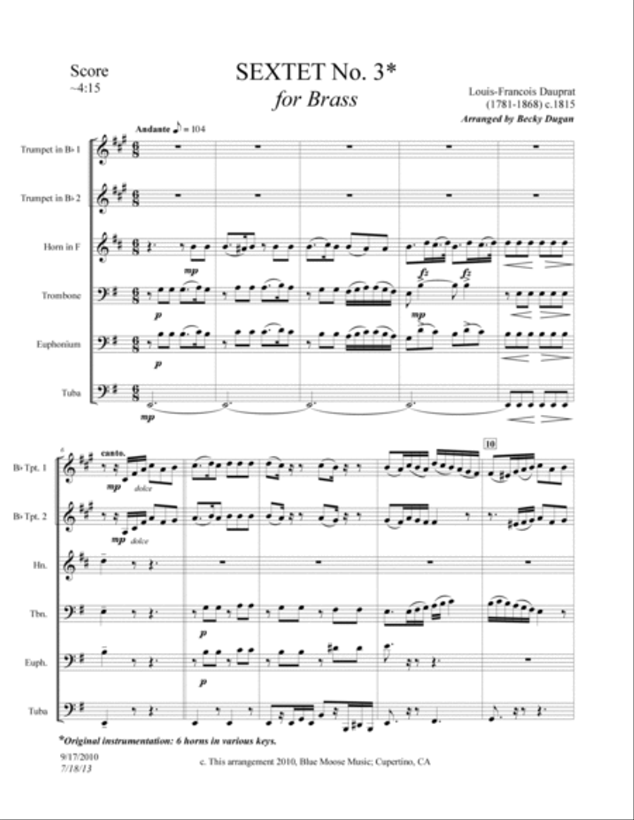 SEXTET #3 in E Minor Brass Ensemble scores gallery preview page 3