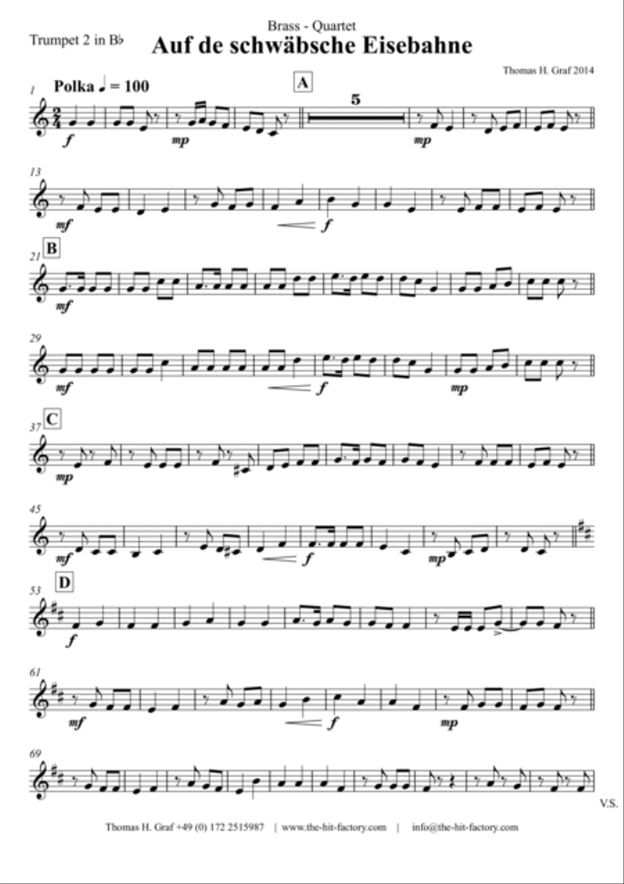 Auf der schwäbsche Eisebahne - Swabian anthem/Oktoberfest - Brass Quartet Brass Quartet scores gallery preview page 6