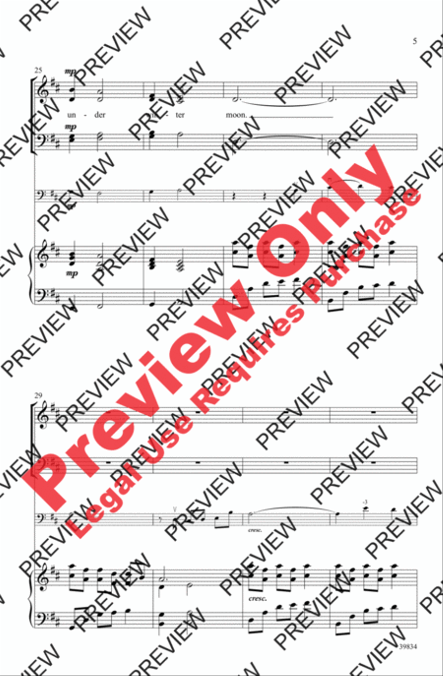 Under Winter Moon 4-Part scores gallery preview page 16