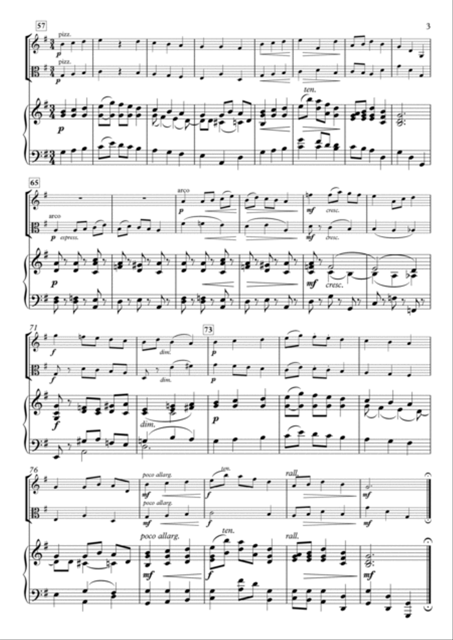 Miniatures, No.1 Minuet, H.87-1 for Violin, Viola & Piano Piano Trio scores gallery preview page 3