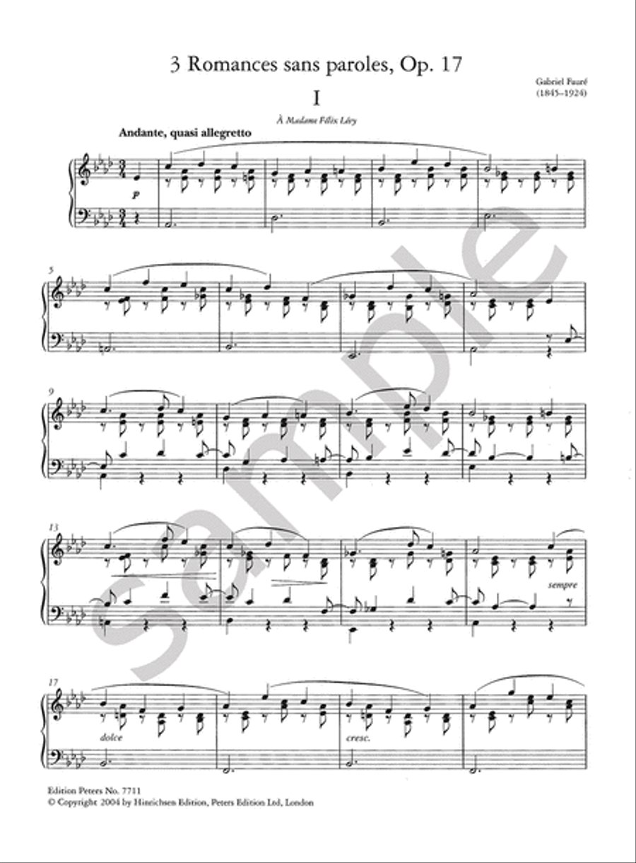 3 Romances sans paroles Op. 17 for Piano Piano scores gallery preview page 4