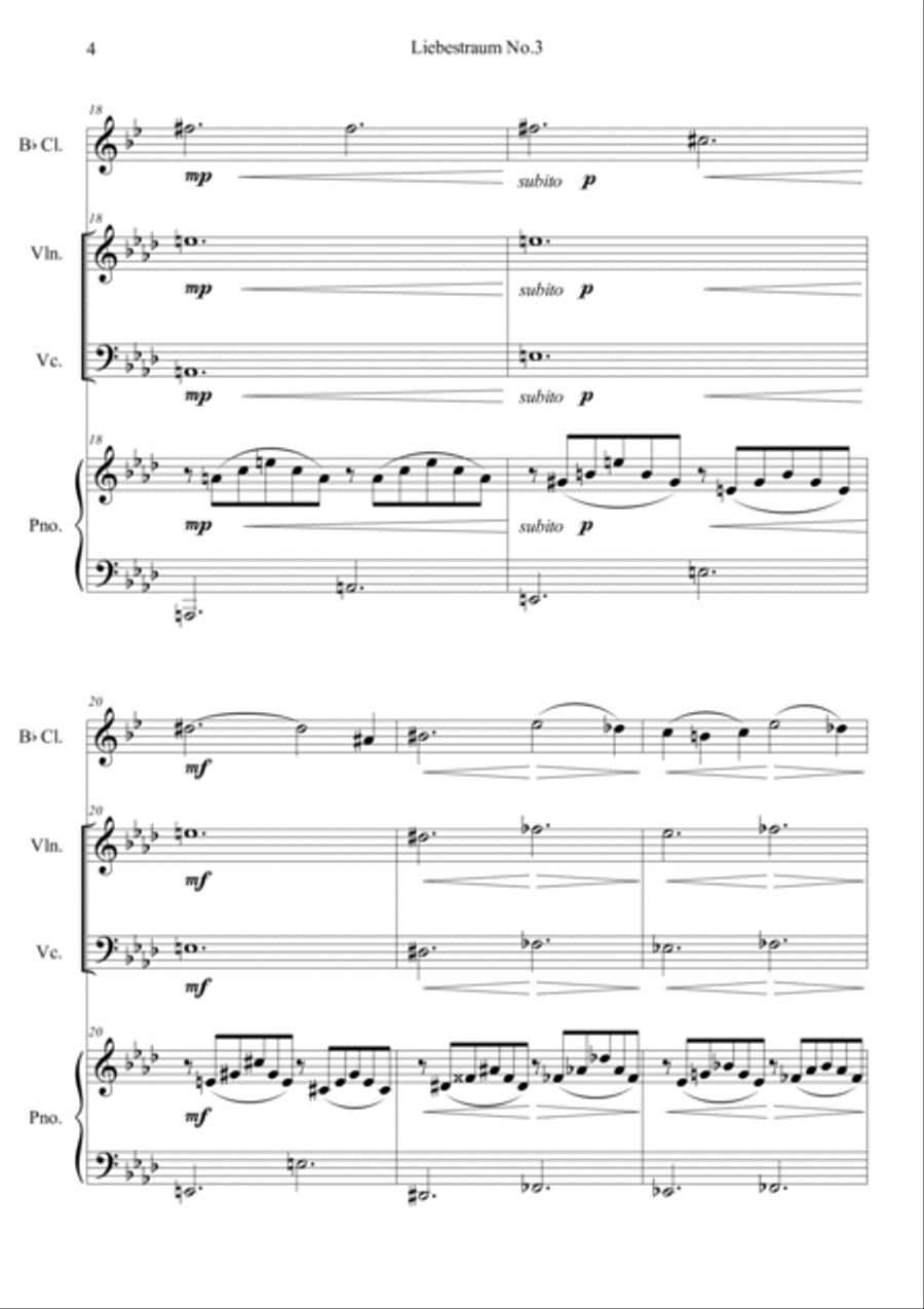 Liebestraum, S.541 No.3 Clarinet scores gallery preview page 4