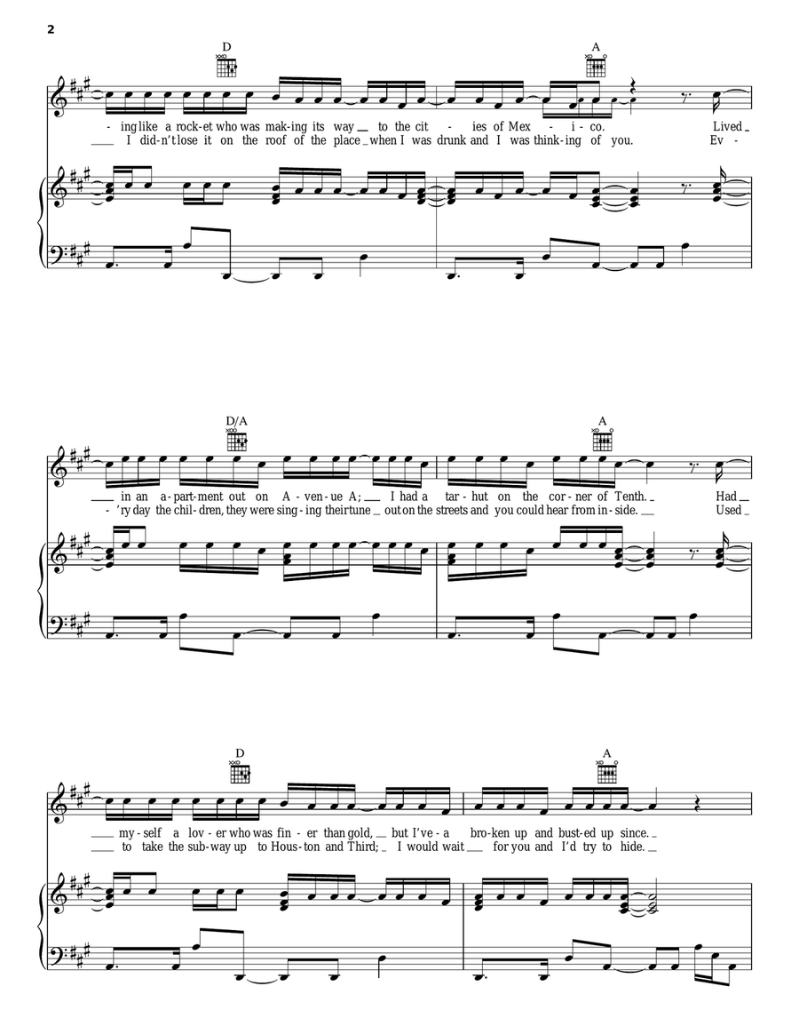 New York, New York Piano, Vocal, Guitar scores gallery preview page 2