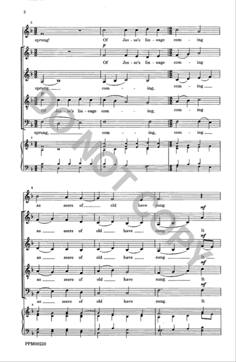 Lo How a Rose E'er Blooming 4-Part scores gallery preview page 3