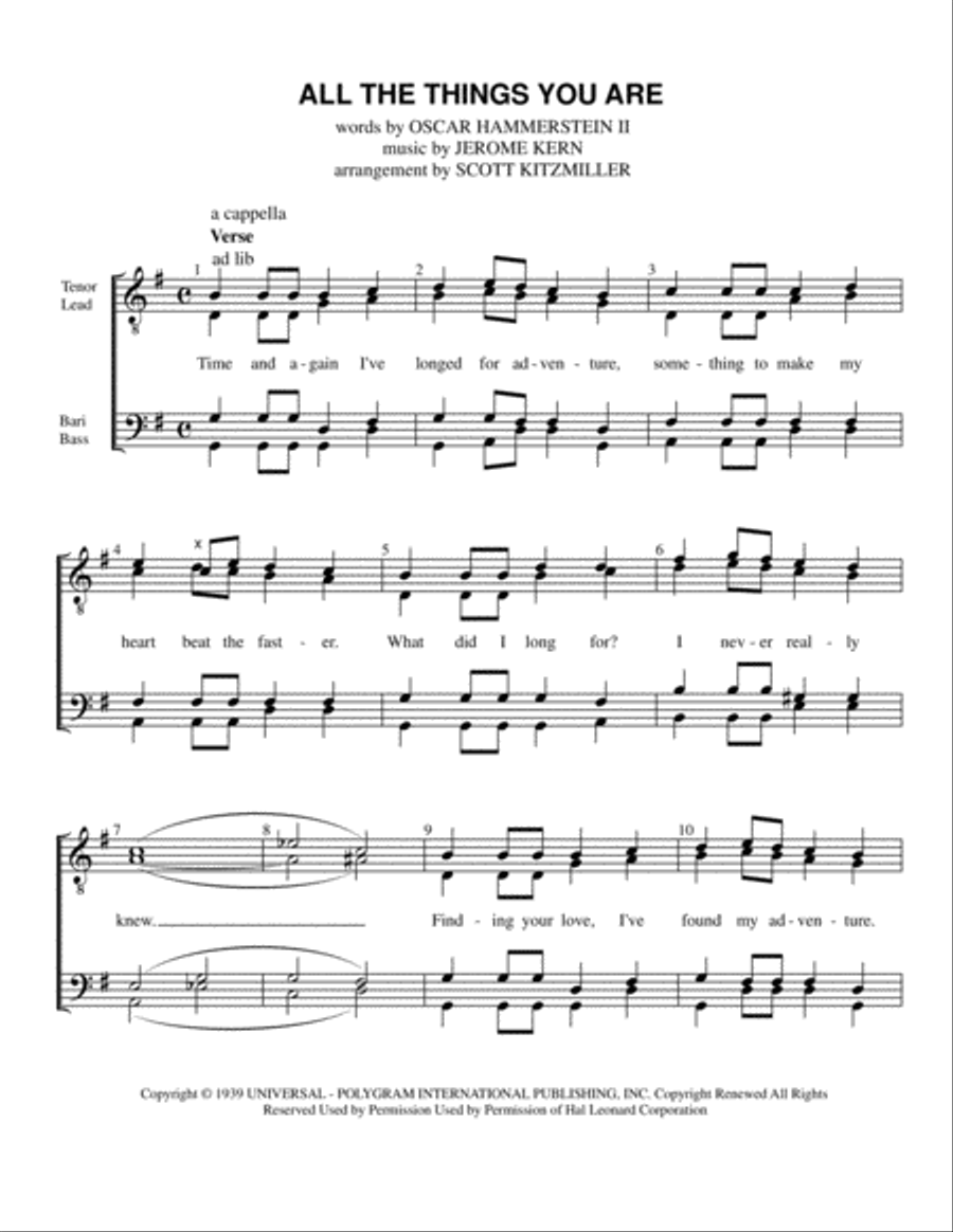 All The Things You Are by Jerome Kern TTBB - Digital Sheet Music