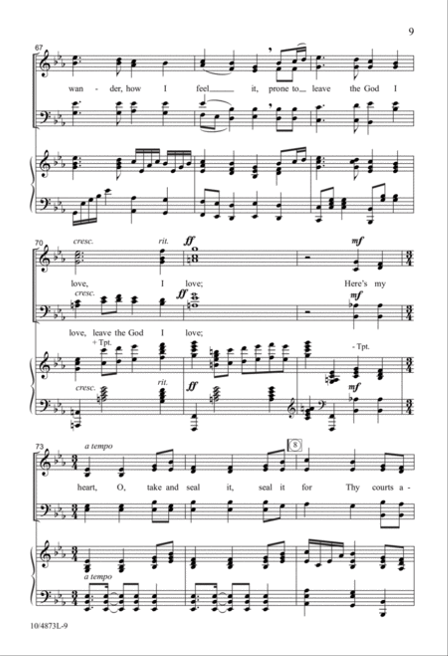 Tune My Heart to Sing Thy Grace 4-Part scores gallery preview page 9