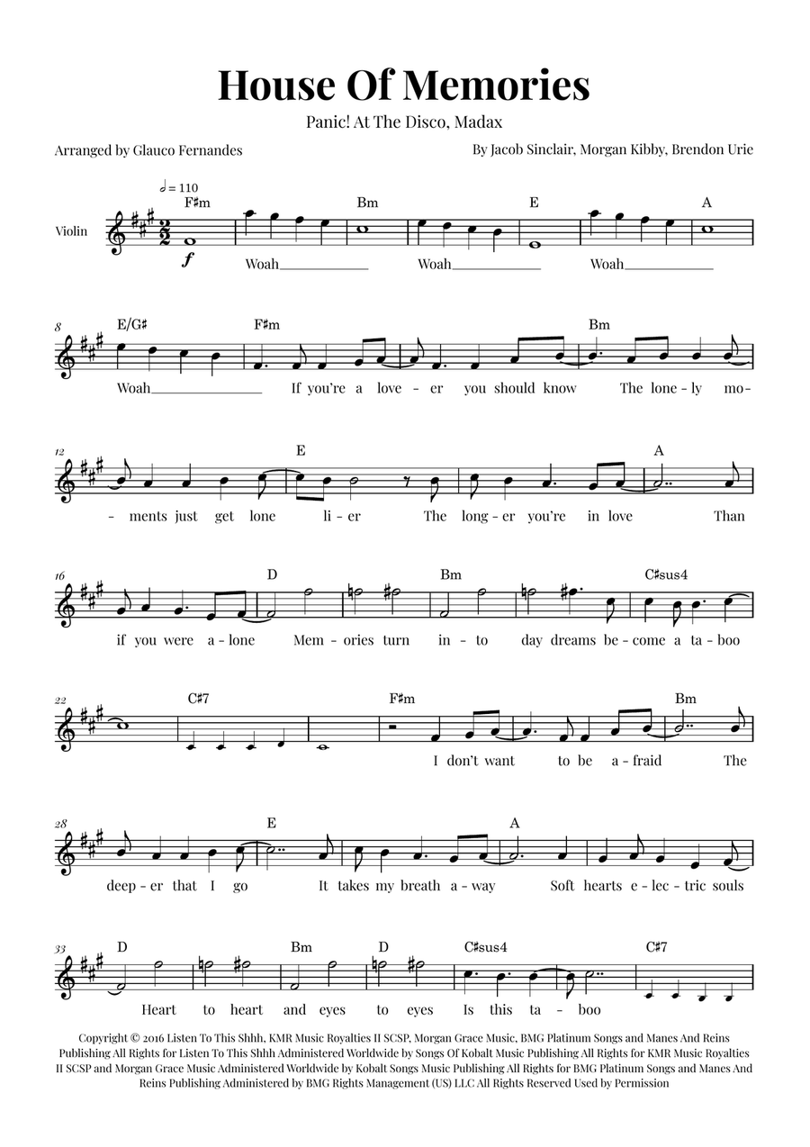 House Of Memories Violin Solo scores gallery preview page 1