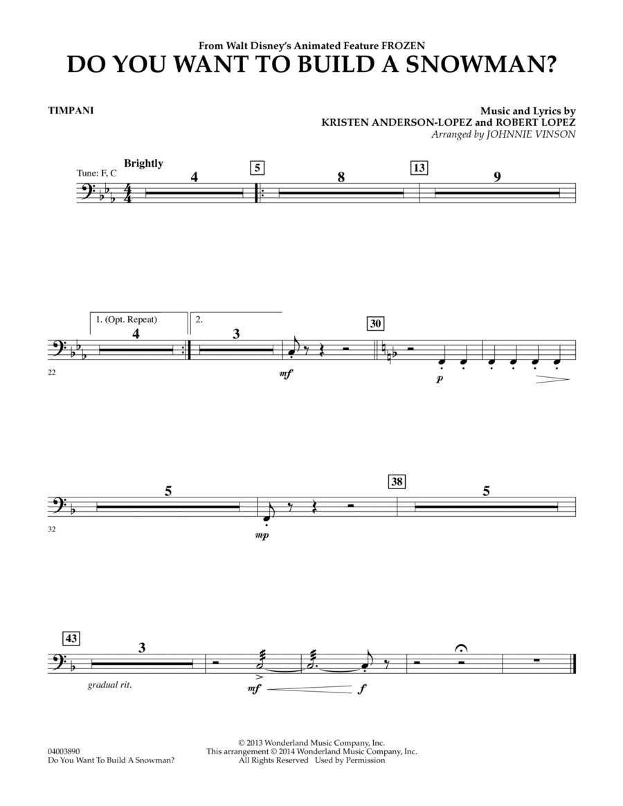 Book cover for Do You Want to Build a Snowman? (from Frozen) (arr. Johnnie Vinson) - Timpani