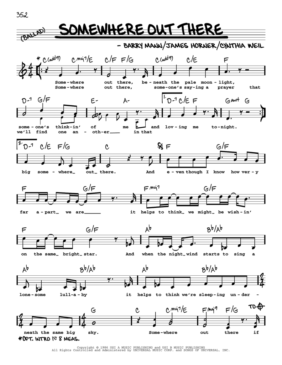 Somewhere Out There Voice scores gallery preview page 1