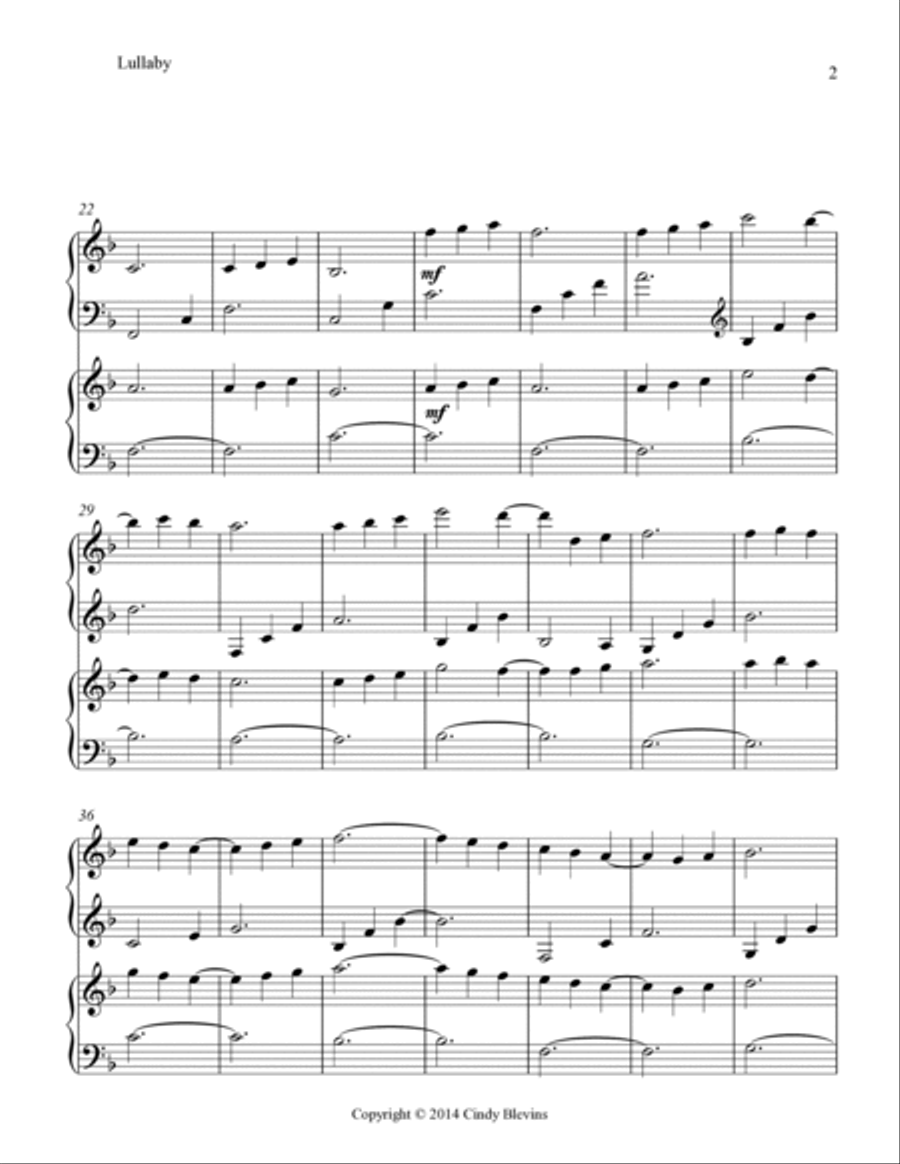 Lullaby, Harp Duet Harp scores gallery preview page 3
