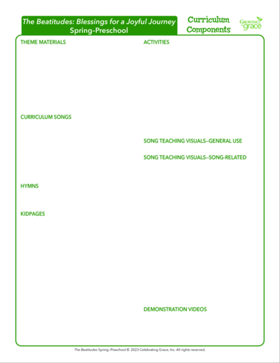 The Beatitudes Preschool Curriculum Spring Unison Choir scores gallery preview page 4