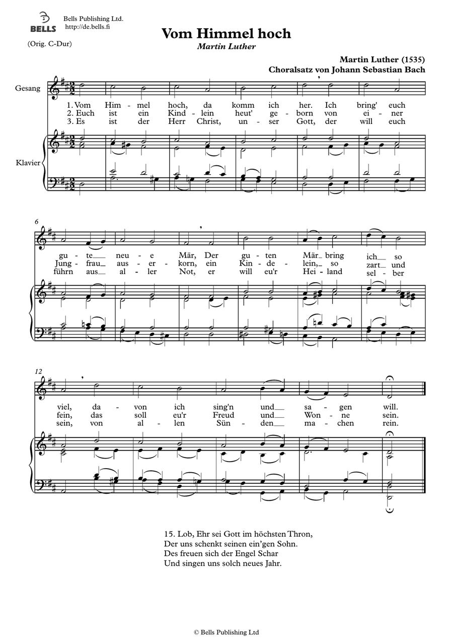 Vom Himmel hoch (Solo song) (D Major)