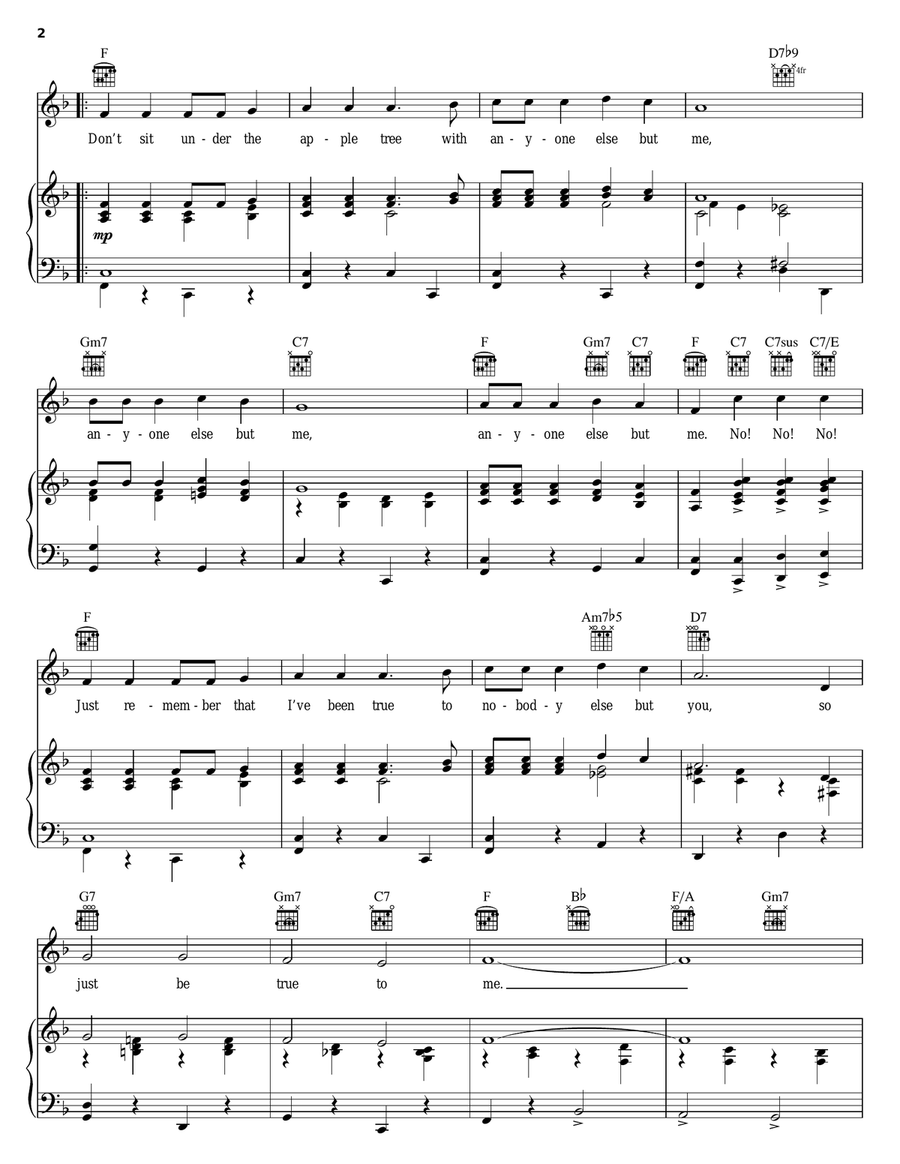 Don't Sit Under The Apple Tree (With Anyone Else But Me) Piano, Vocal, Guitar scores gallery preview page 2