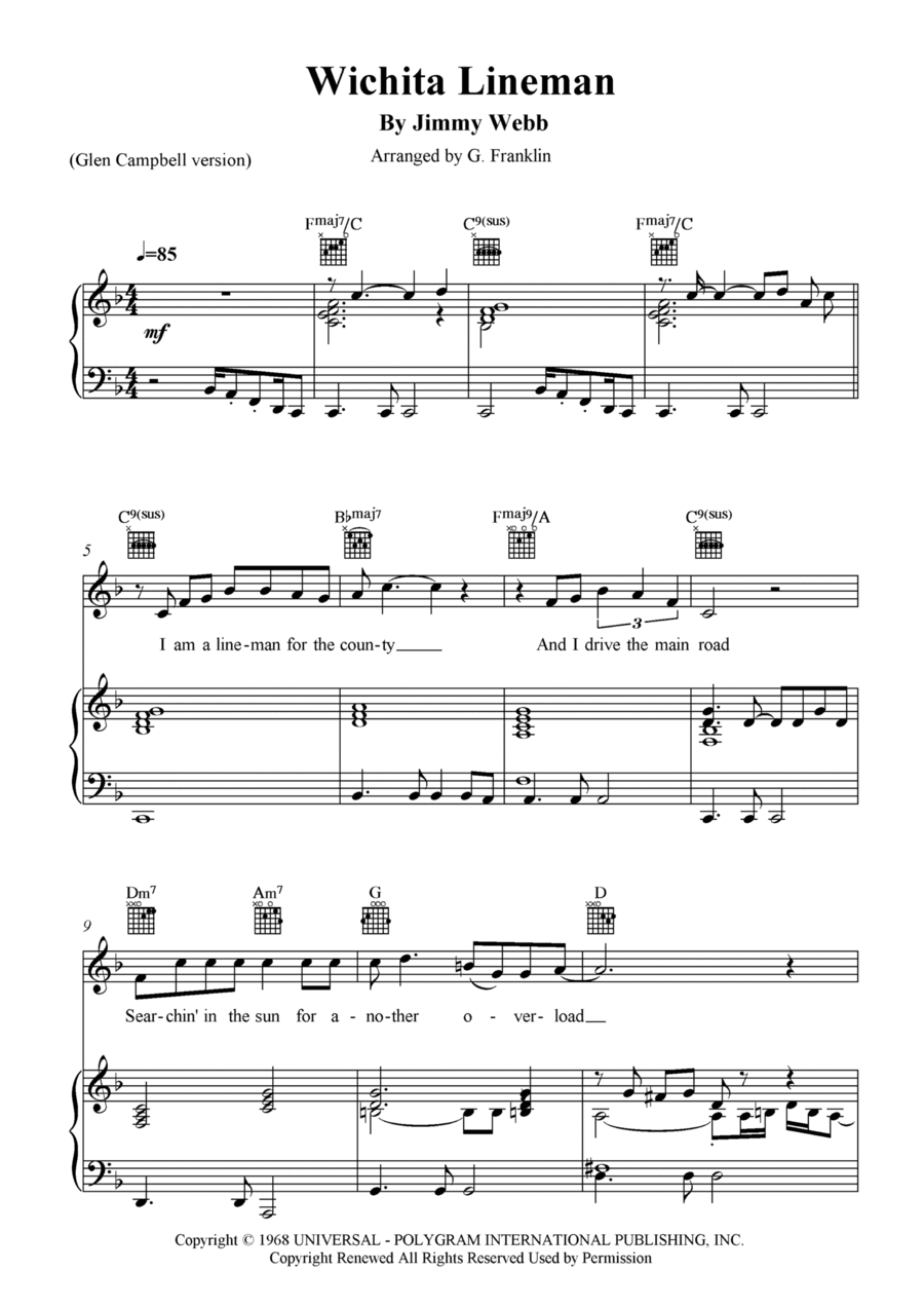 Wichita Lineman Voice scores gallery preview page 1