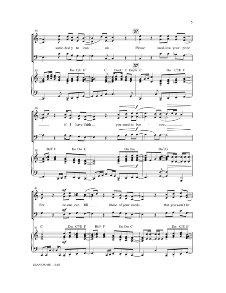 Lean On Me (with We Shall Overcome) 3-Part scores gallery preview page 5