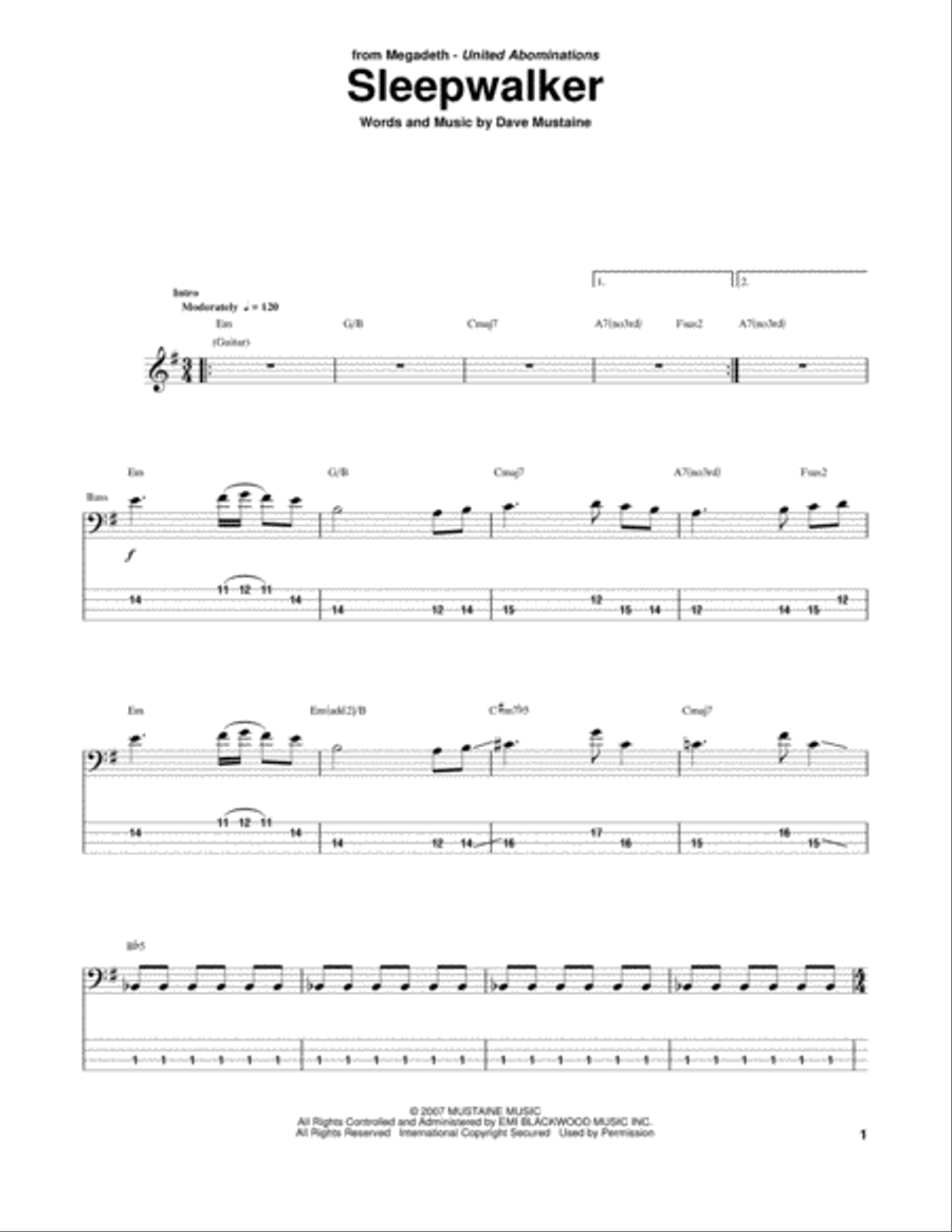 Sleepwalker Sleepwalker Guitar Tablature scores gallery preview page 1