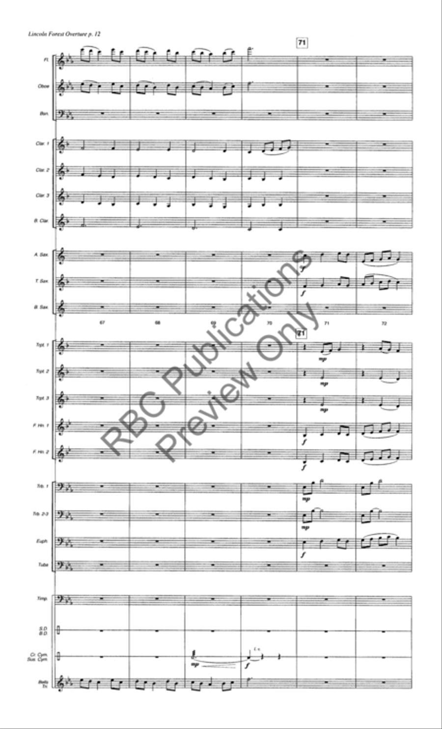 Lincoln Forest Overture (Score) Concert Band scores gallery preview page 15