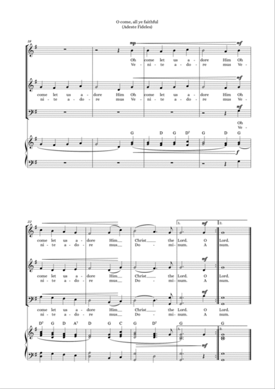 Adeste Fideles (O Come, All Ye Faithful) - SAB voices 3-Part scores gallery preview page 3