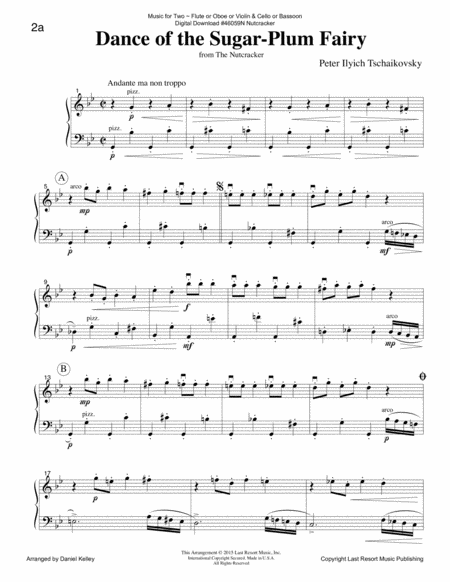 Dance of the Sugar Plum Fairy from The Nutcracker for Violin & Cello Duet Music for Two (or Flute or