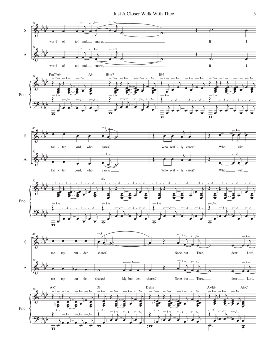Just A Closer Walk With Thee (2-part choir - (SA) SA scores gallery preview page 5