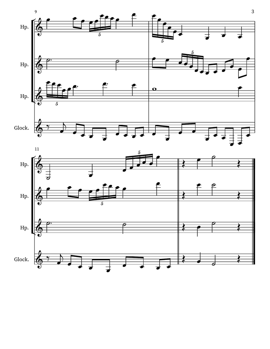 Z 238 for 3 Harps & Glockenspiel Glockenspiel scores gallery preview page 3