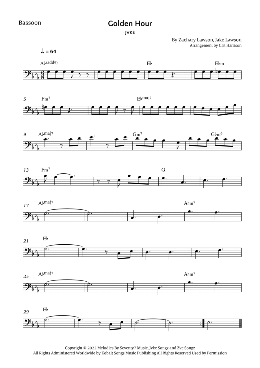 Golden Hour Bassoon Solo scores gallery preview page 1