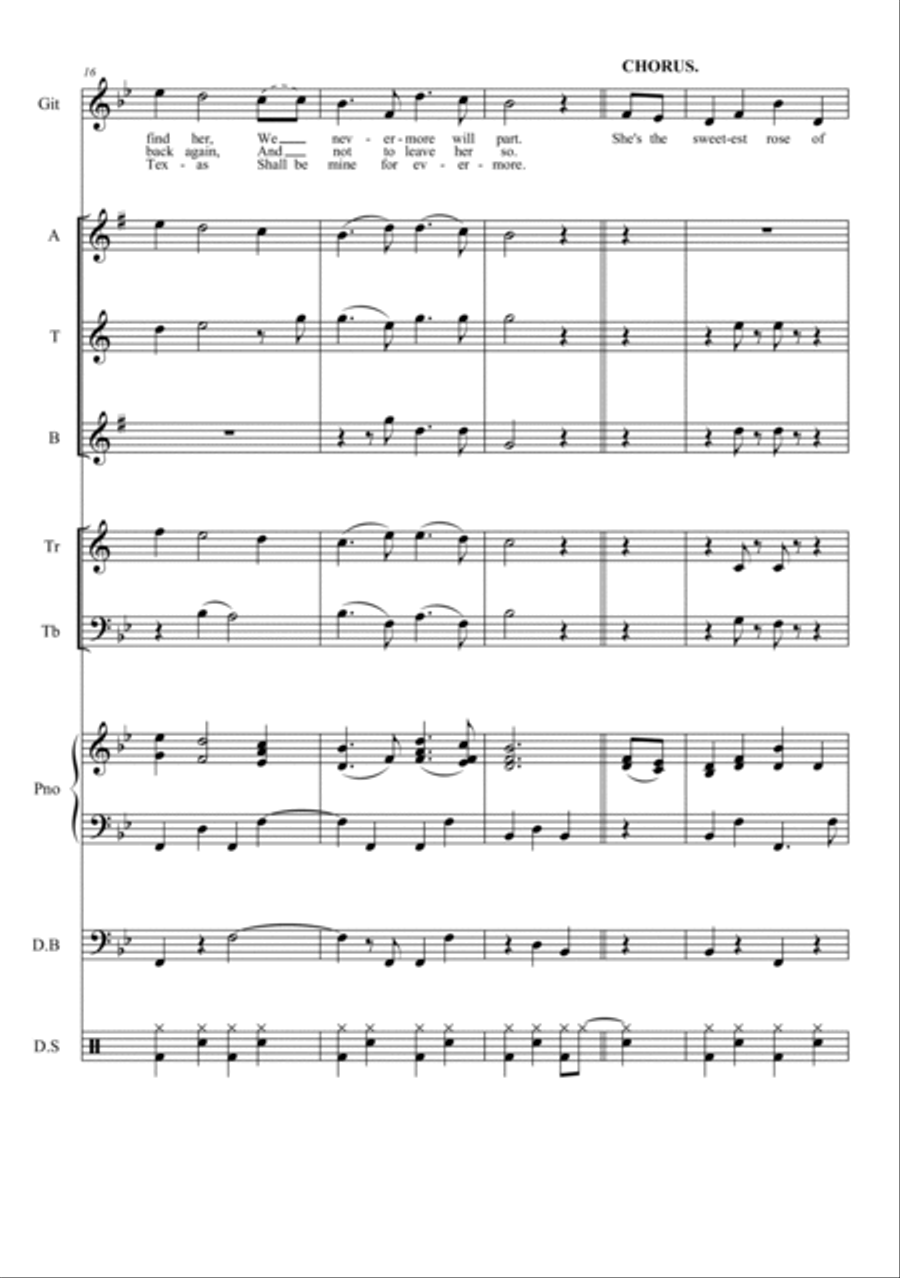 Yellow Rose of Texas Piano, Vocal, Guitar scores gallery preview page 5