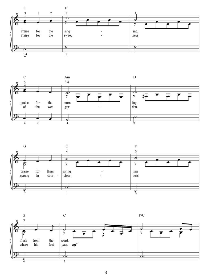 Morning Has Broken Easy Piano scores gallery preview page 3