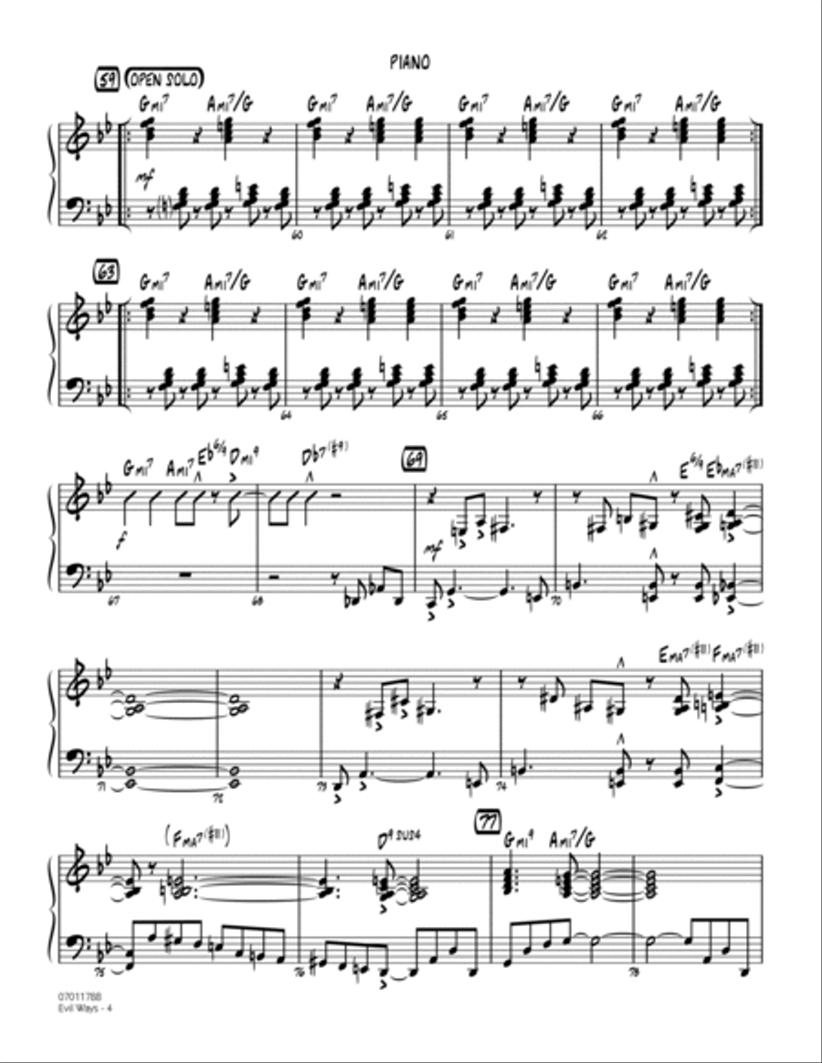 Evil Ways - Piano Jazz Ensemble scores gallery preview page 4
