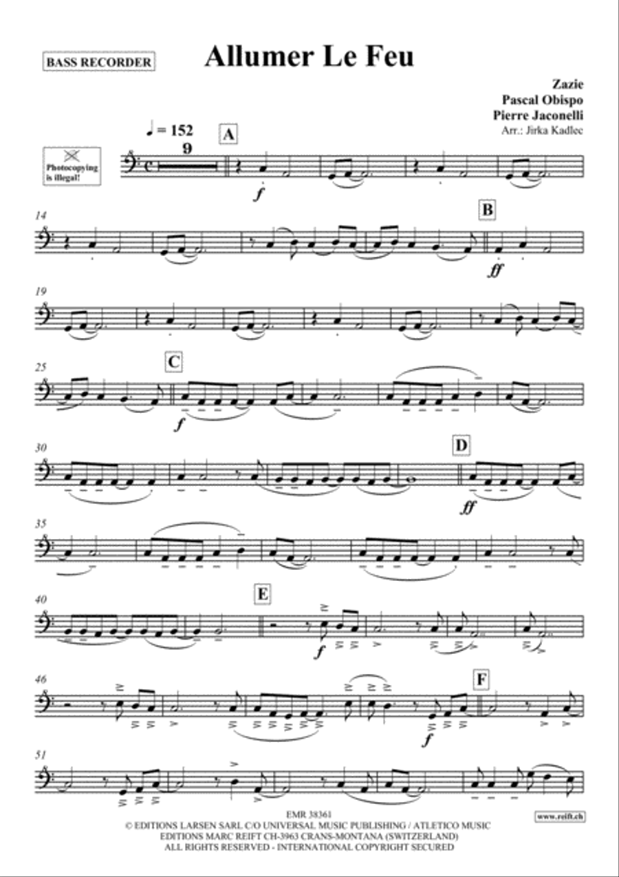 Allumer Le Feu Allumer Le Feu Bass Recorder scores gallery preview page 2