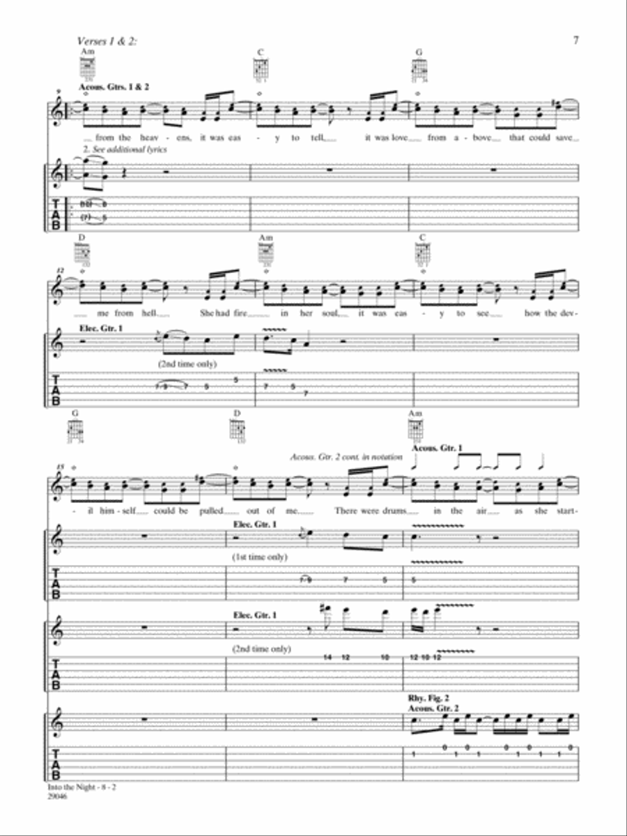 Into the Night Guitar Tablature scores gallery preview page 2