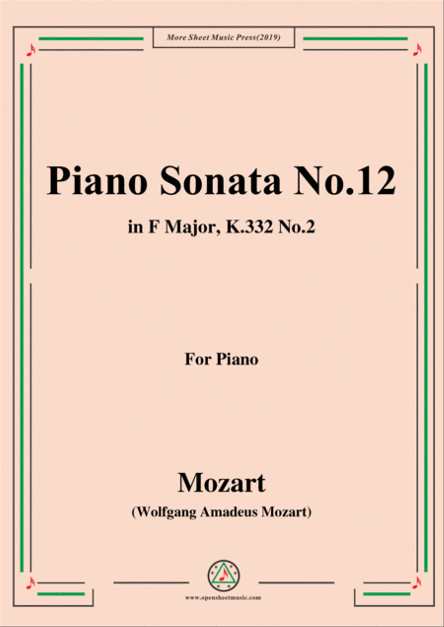 Mozart-Piano Sonata No.12 in F Major,K.332,No.2 Piano Solo scores gallery preview page 1