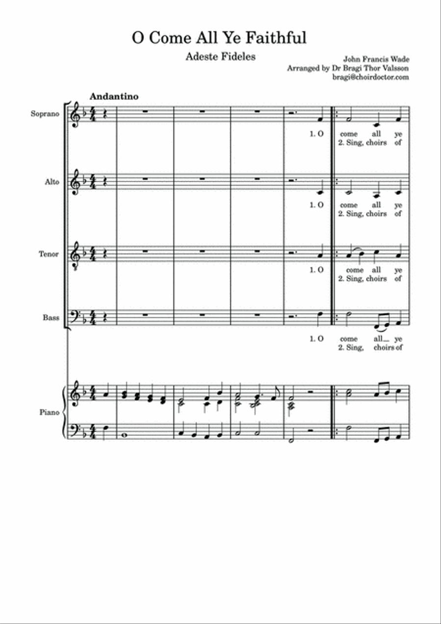 O Come All Ye Faithful - SATB Choir with Piano accompaniment 4-Part scores gallery preview page 2