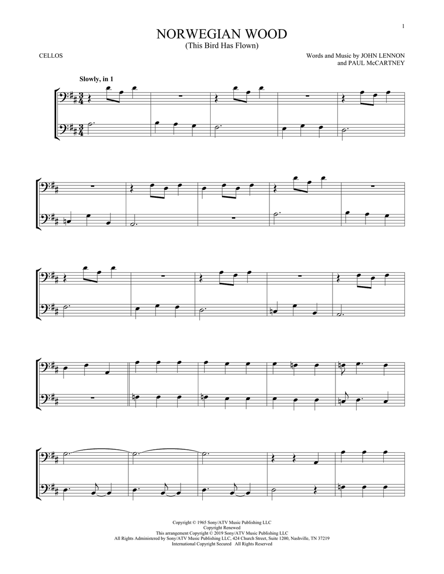 Norwegian Wood (This Bird Has Flown) String Duet scores gallery preview page 1