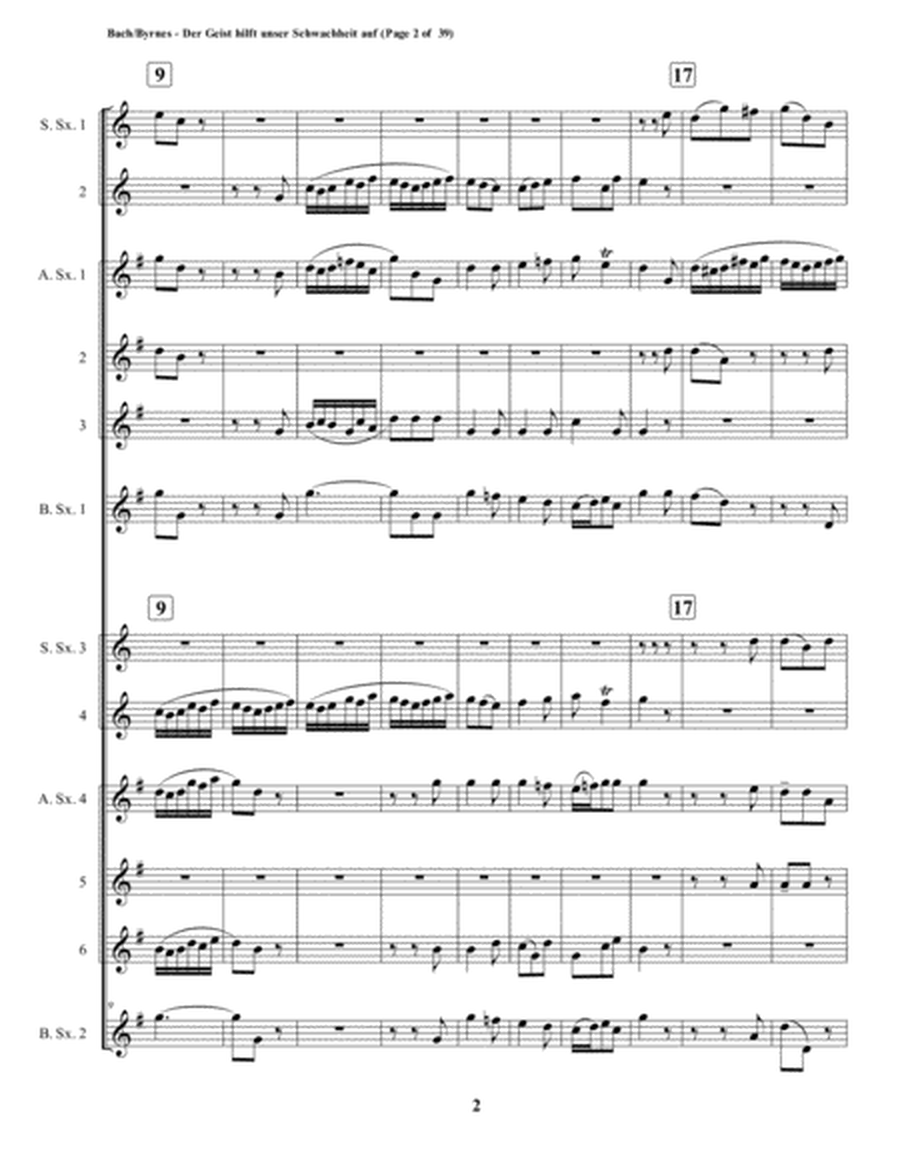 Der Geist hilft unser Schwachheit auf by J.S. Bach for Double Saxophone Choir image number null