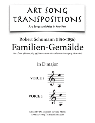Book cover for SCHUMANN: Familien-Gemälde, Op. 34 no. 4 (transposed to D major)