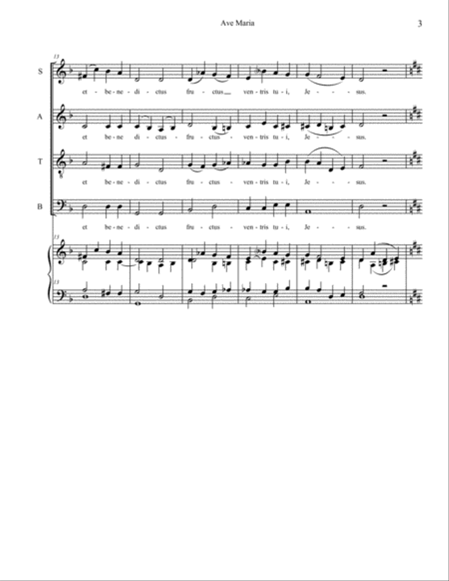 Ave Maria - by Cesar Franck , Arr. Gregory Hamilton 4-Part scores gallery preview page 3