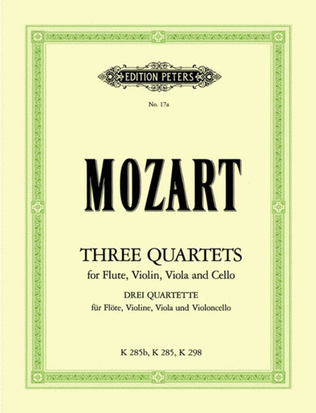 Book cover for Mozart - 3 Quartets K285 K298 K285B Flute/Vln/Vla/Vlc