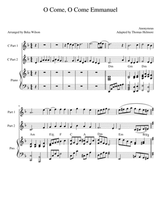 O Come, O Come Emmanuel--duet for flute, oboe, or violin