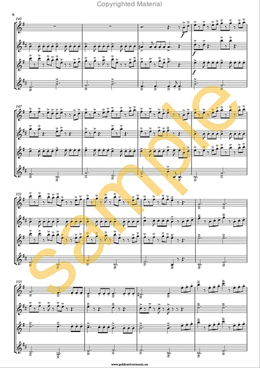 Pirates of the Caribbean Pirates of the Caribbean Saxophone Quartet scores gallery preview page 4